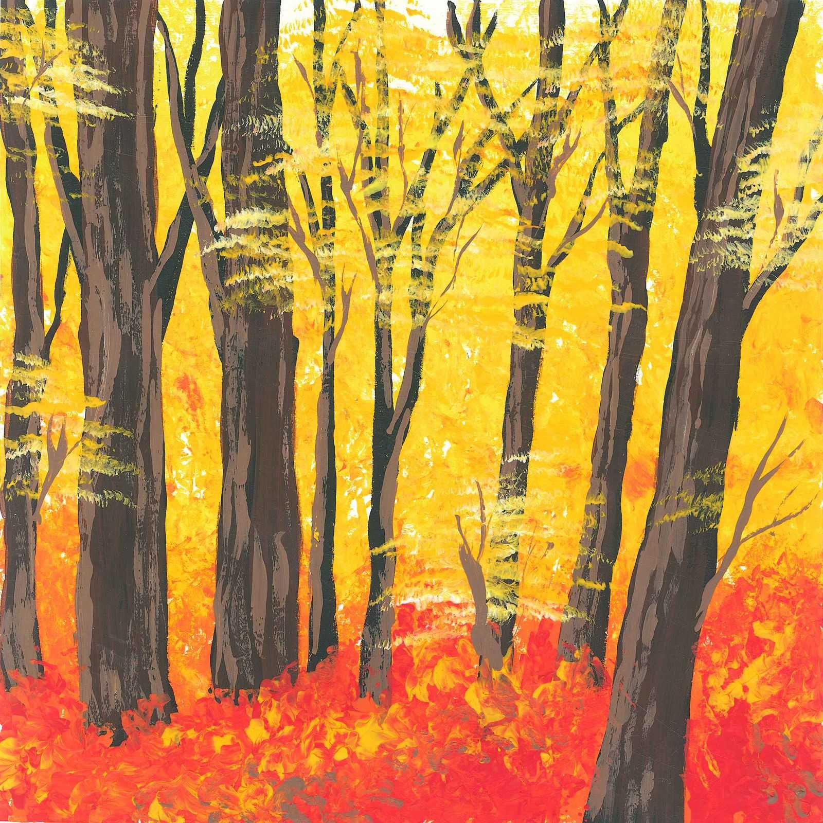 Autumn, Leaf Falling, Branch Braking, Windy Forest - nature landscape painting - earth.fm