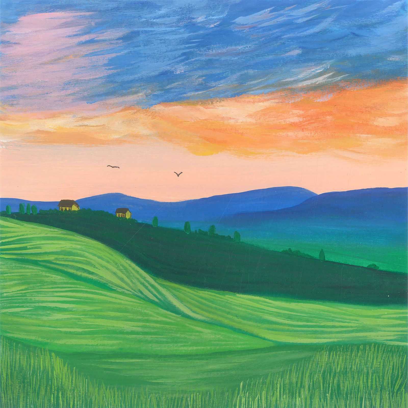 Evening on Badger Hill - nature landscape painting - earth.fm