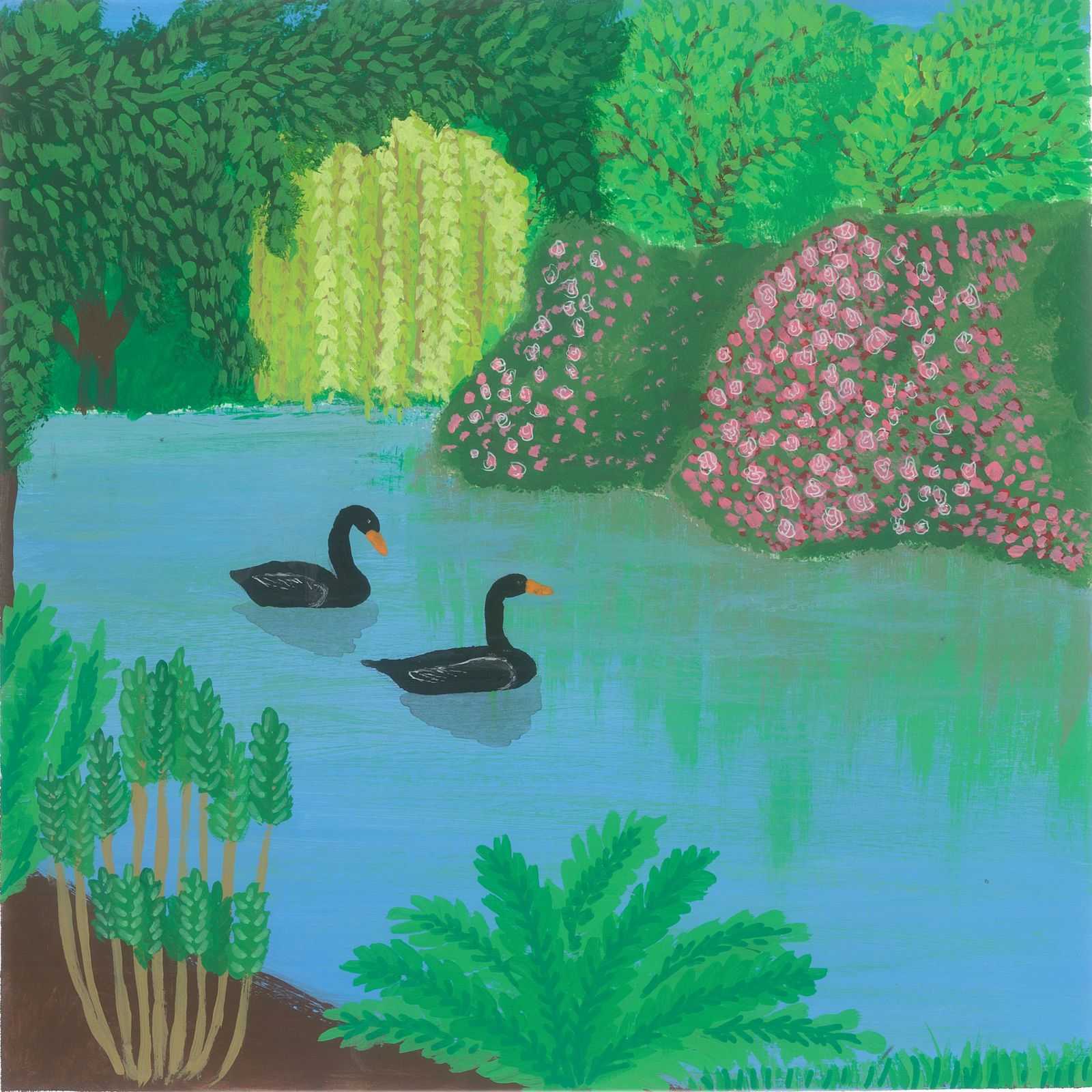 Brent Geese grazing - nature landscape painting - earth.fm