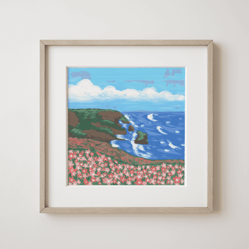 Matapa Bush Soundscape - Breezy Day at the Cliffside Flower Shore Fine Art Print - earth.fm