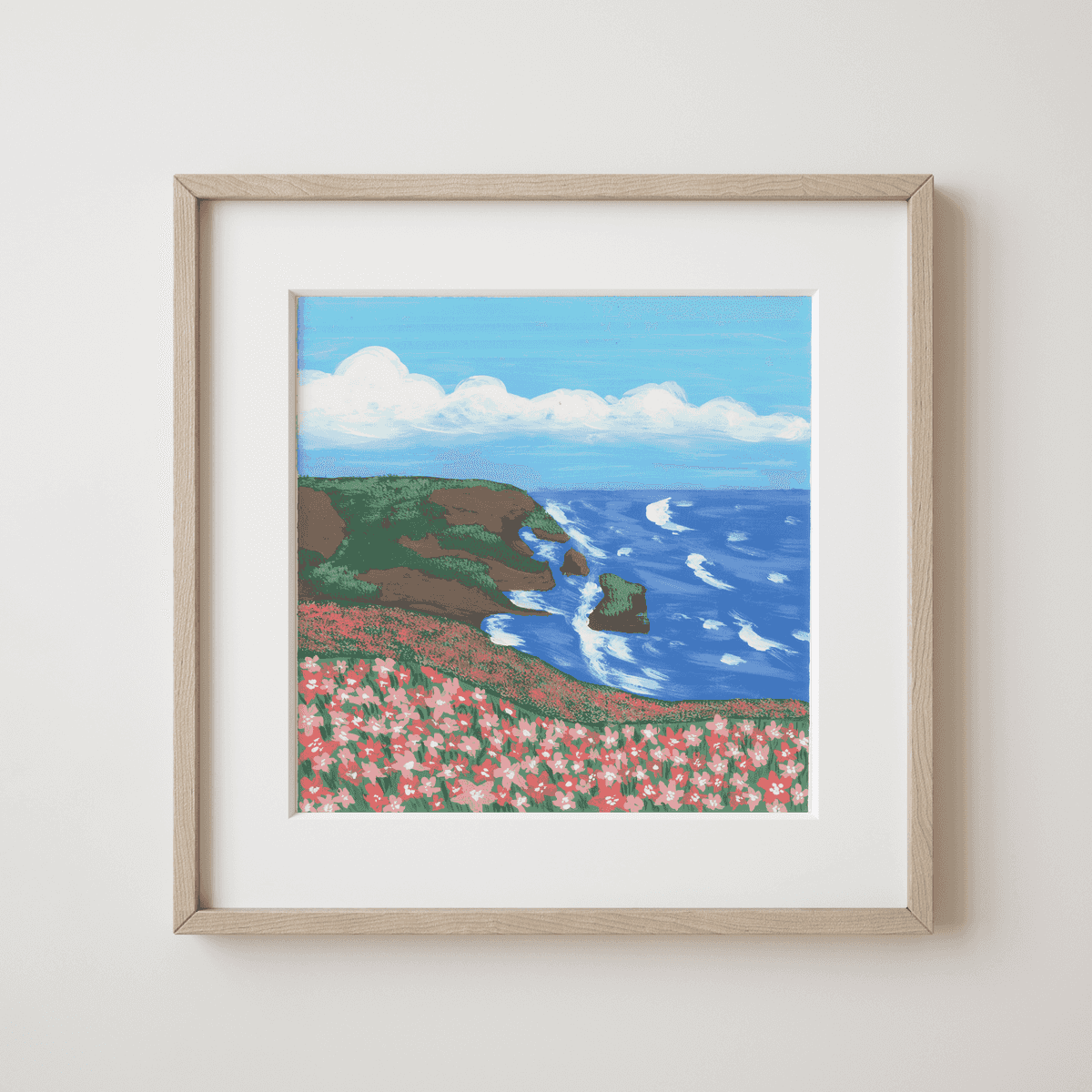 Matapa Bush Soundscape - Breezy Day at the Cliffside Flower Shore Fine Art Print - nature soundscape art - earth.fm