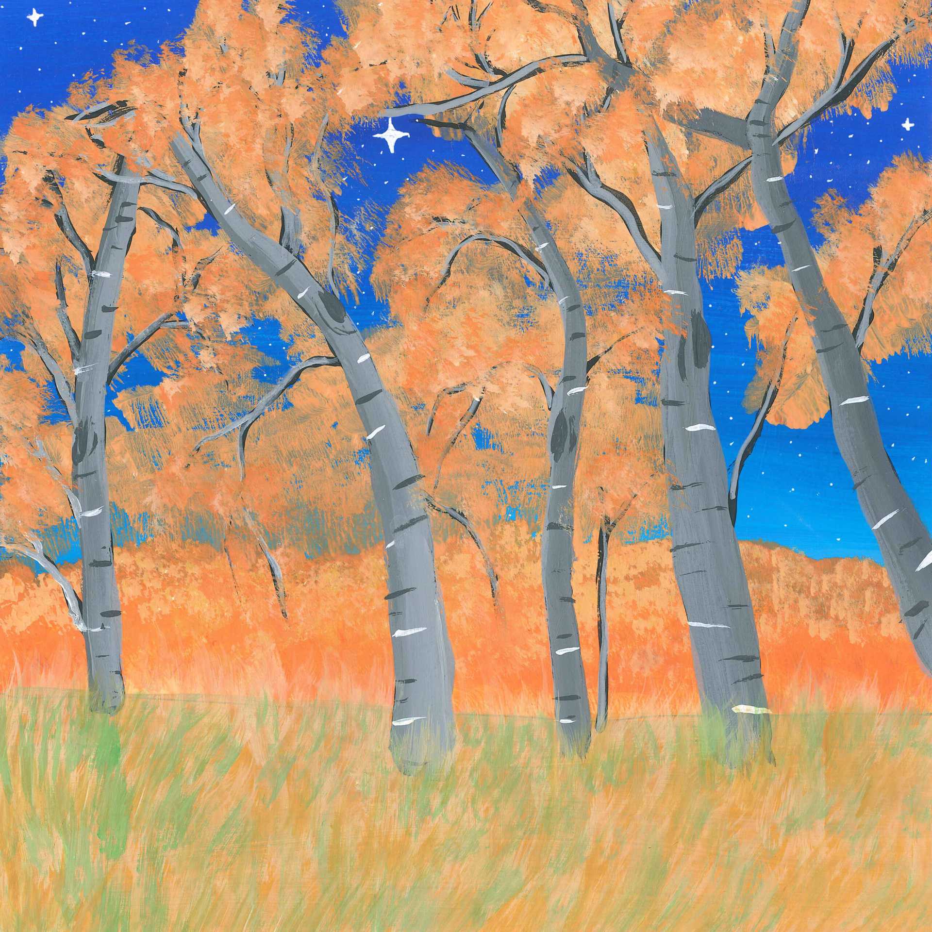 Wind Through Aspens In The Fall - nature landscape painting - earth.fm