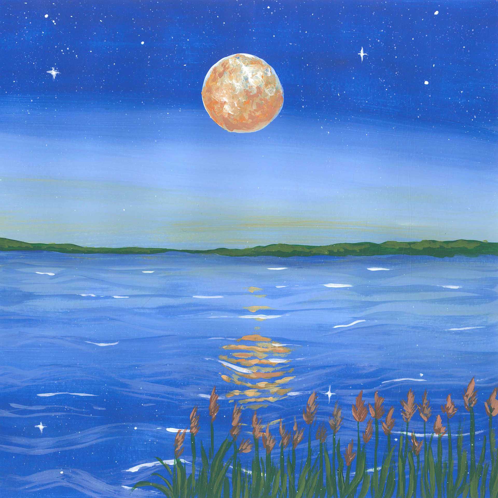 Frogs at Midnight - nature landscape painting - earth.fm