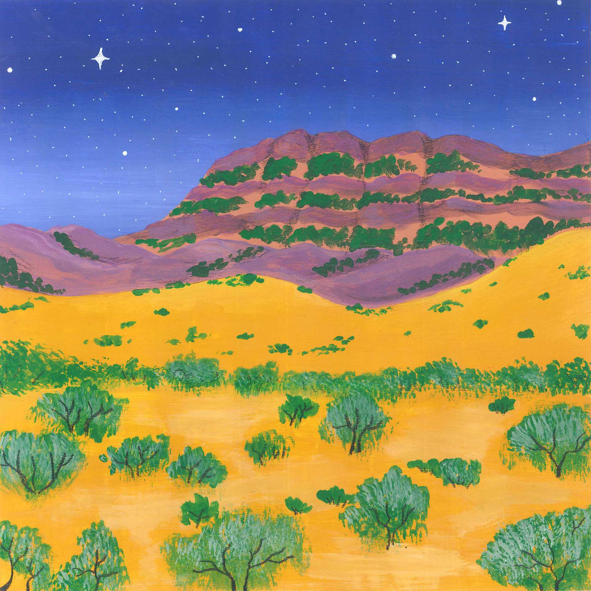 Coyotes in Mexican Sierra - nature landscape painting - earth.fm