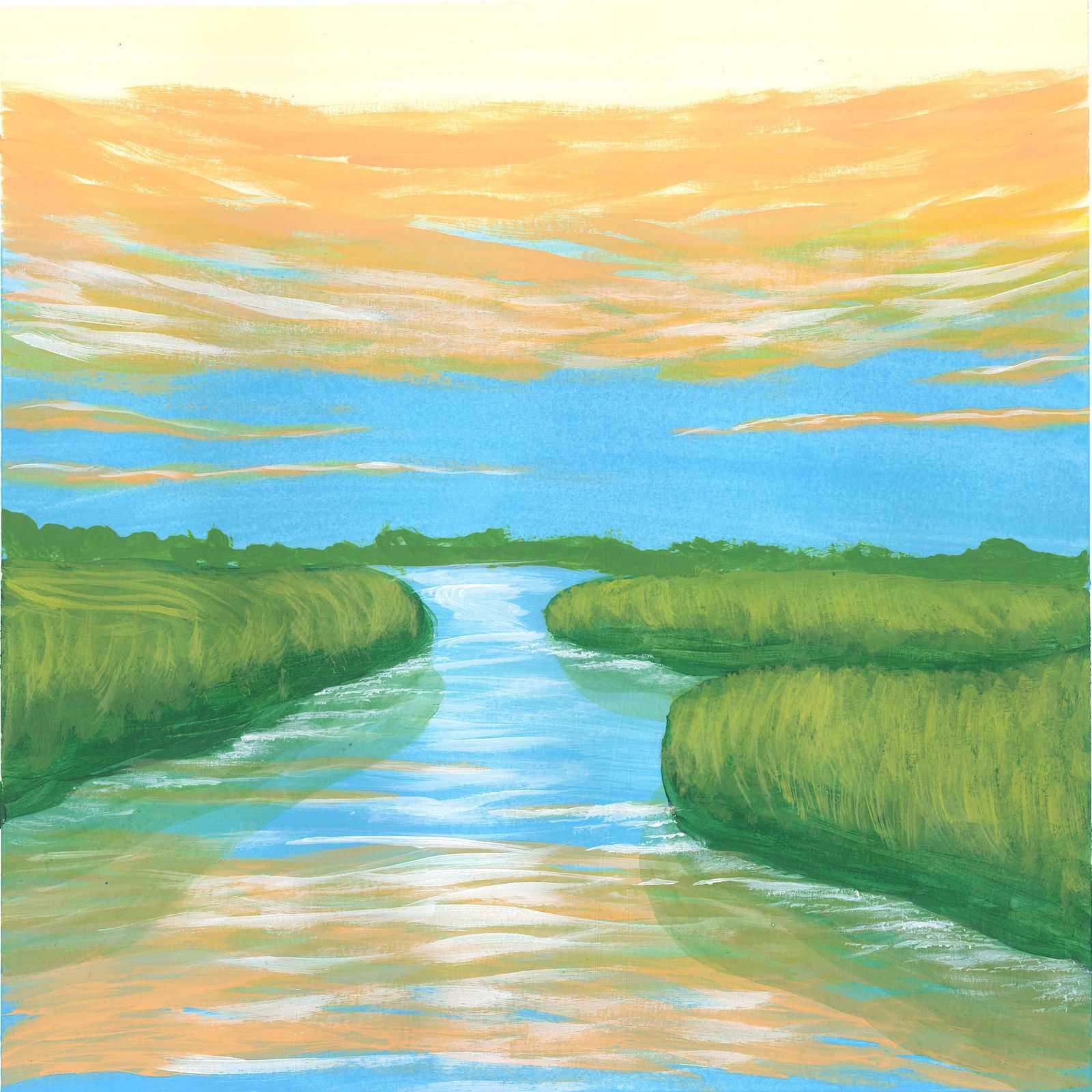 Dawn by the Marsh at Klamath Lake - nature landscape painting - earth.fm