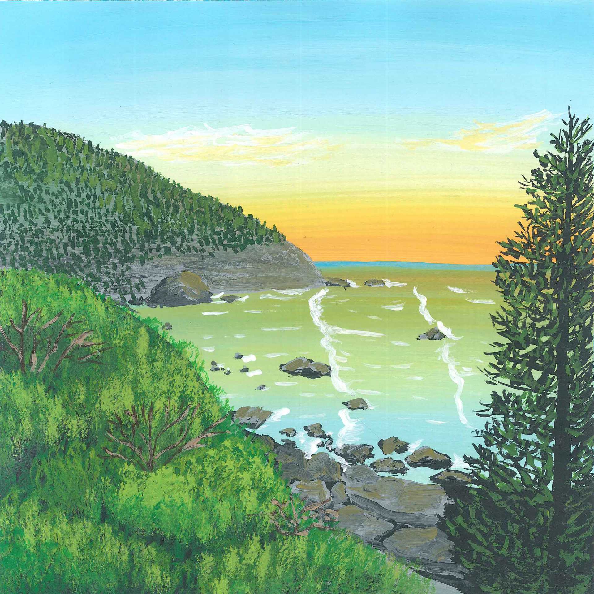 Soft Bay Waves - nature landscape painting - earth.fm