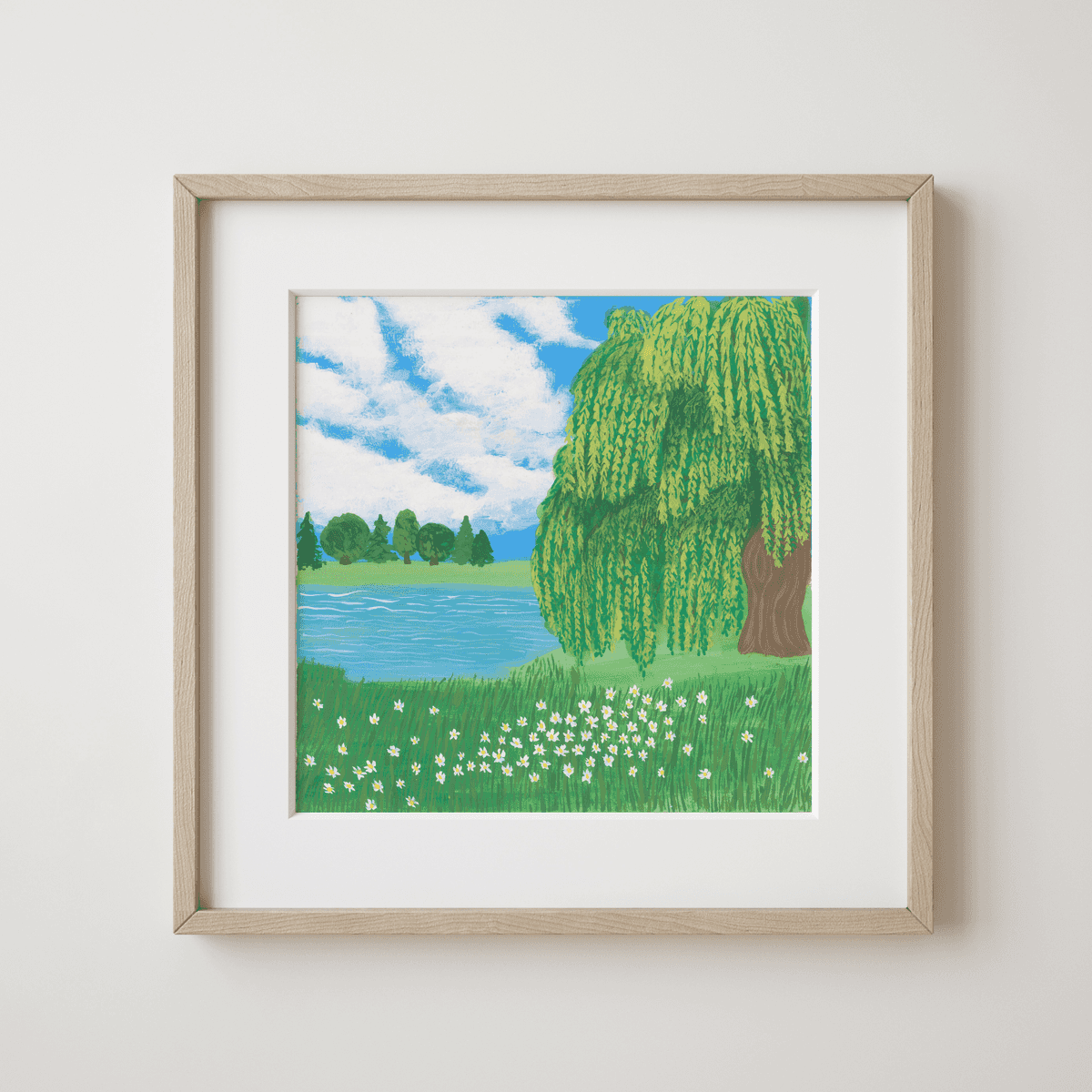 Łężczok Wetlands Soundscape - Spring Whisper by the Weeping Willow Fine Art Print - nature soundscape art - earth.fm