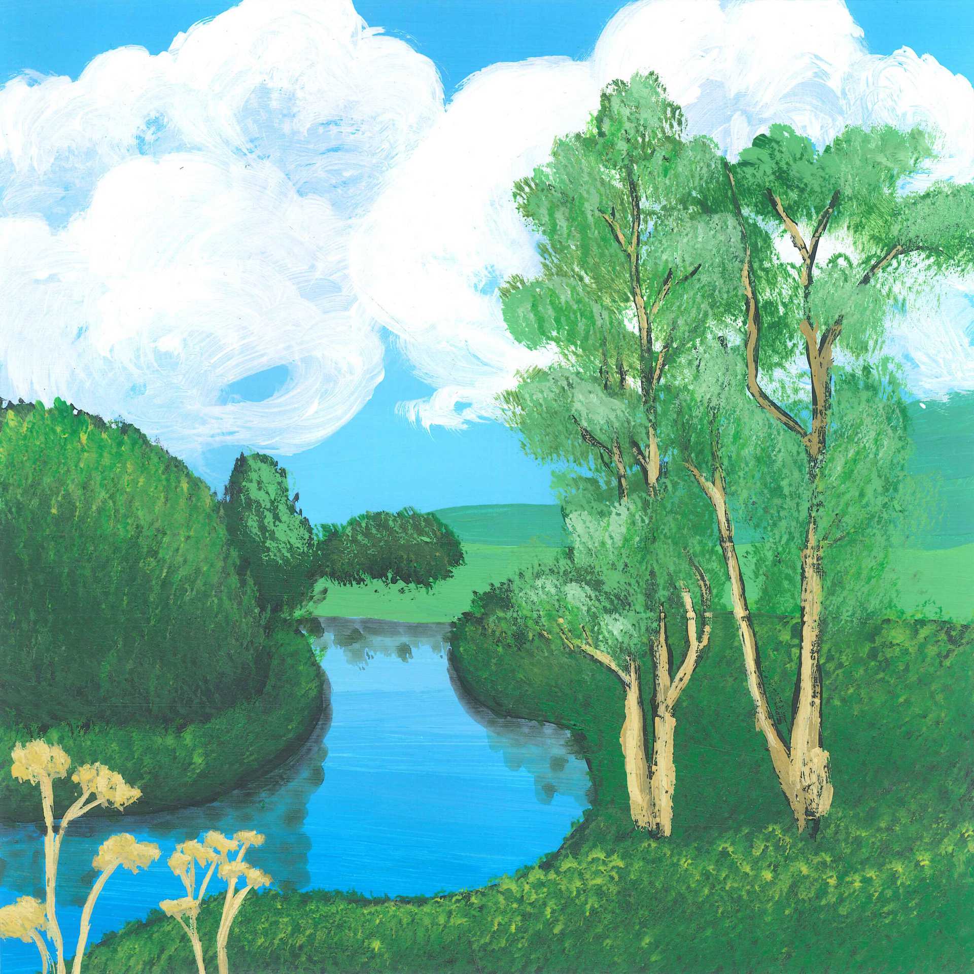 Crook in the River - nature landscape painting - earth.fm