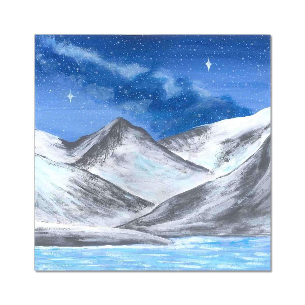 Groaning Iceberg - Starry Night's Embrace on Snowy Peaks and Icy River Fine Art Print - nature soundscape art - earth.fm