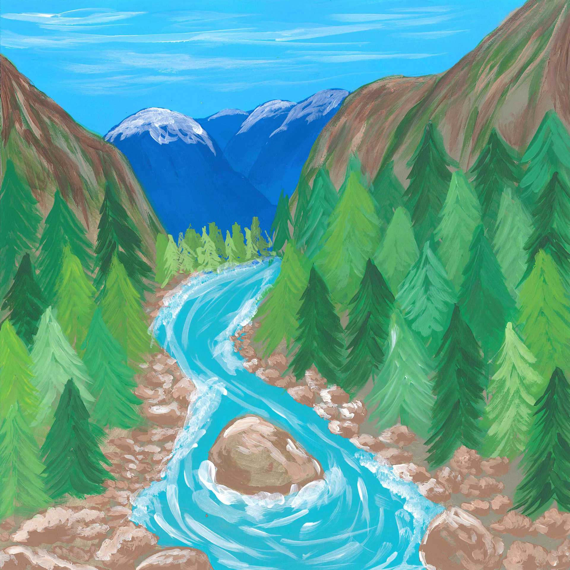 Akkol River’s Tale - nature landscape painting - earth.fm