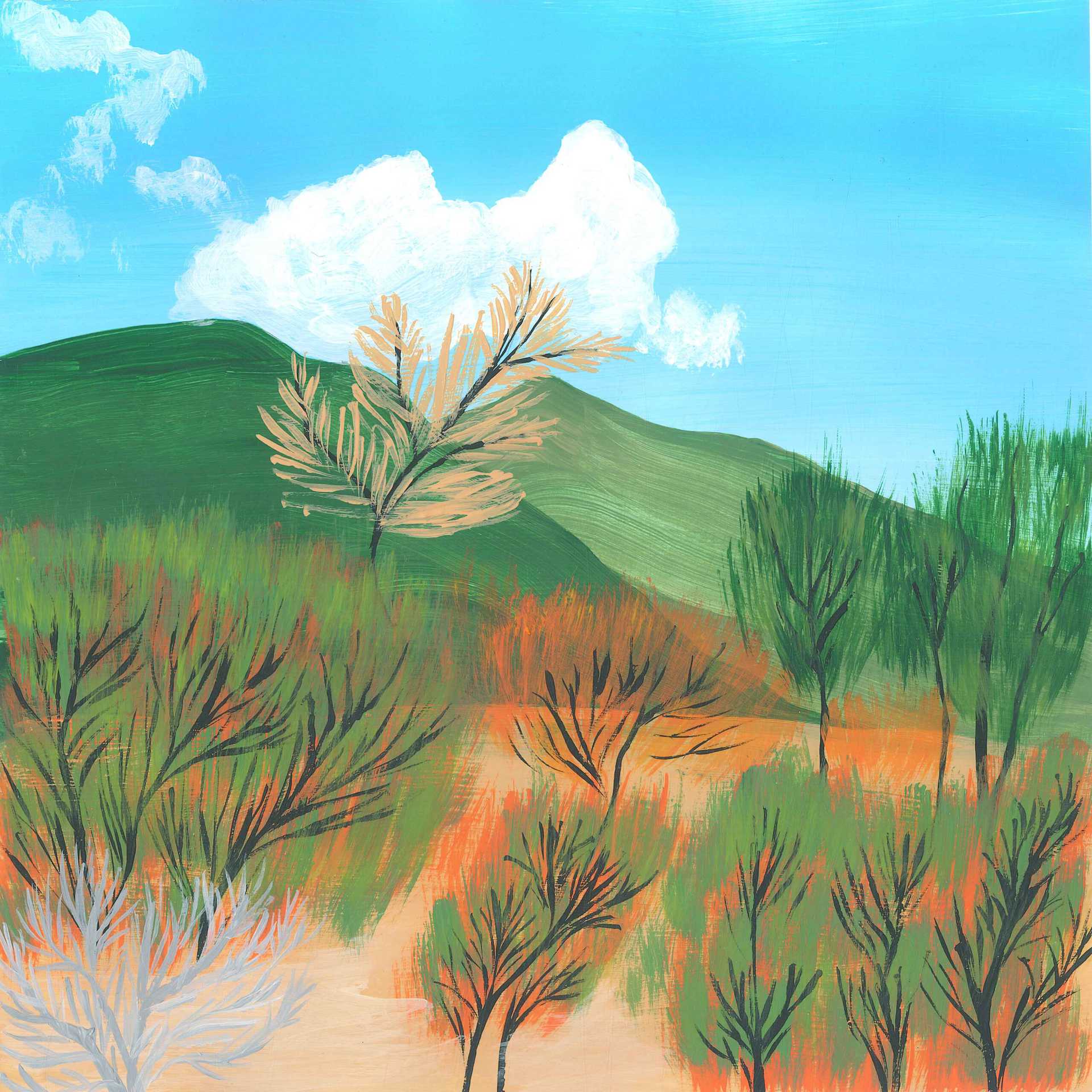 Spacious Birds in Sagebrush - nature landscape painting - earth.fm