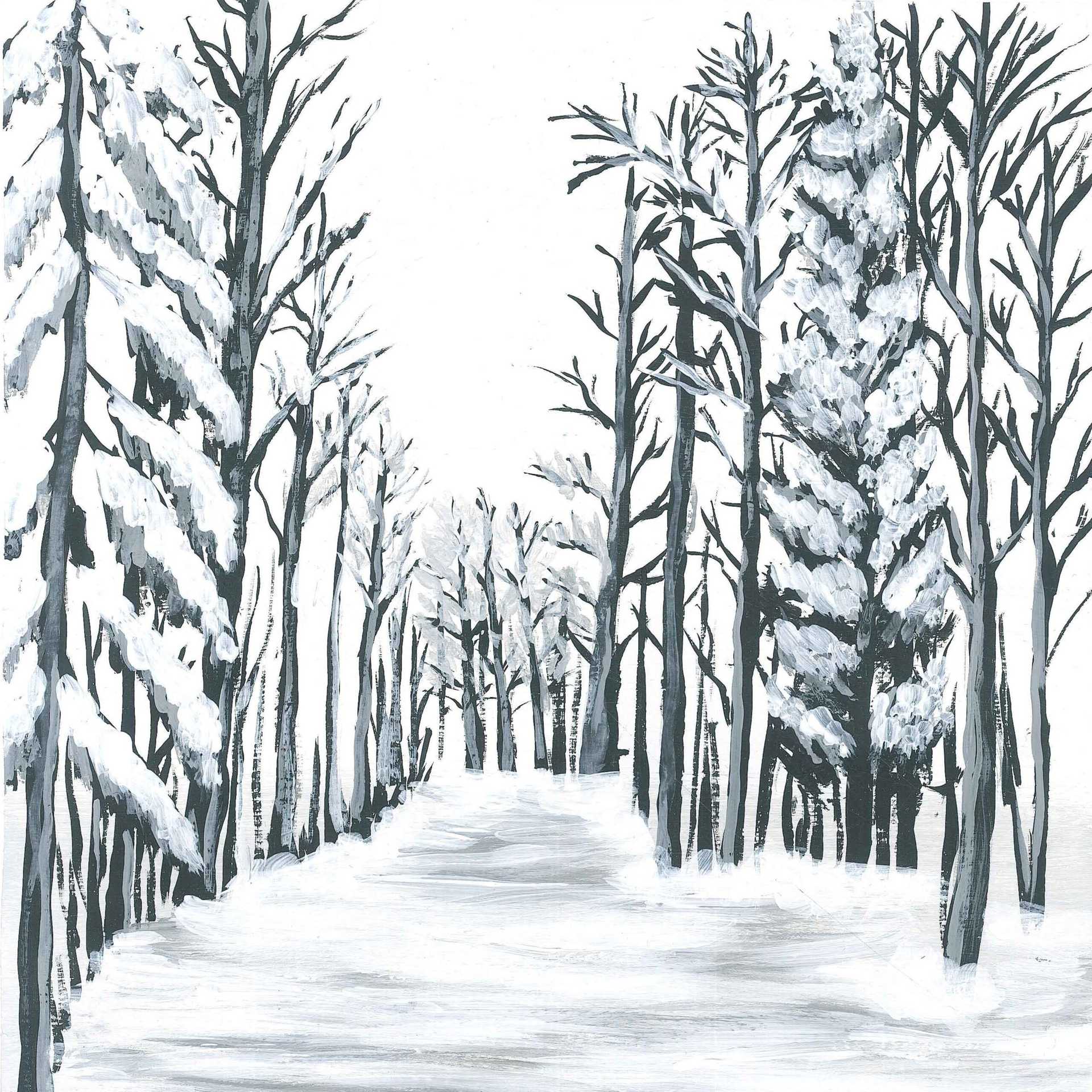 Snow in forest - nature landscape painting - earth.fm