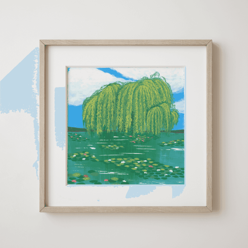 Monsoon Frog Chorus - Lily Pads Drift by the Willow's Caress Fine Art Print - earth.fm