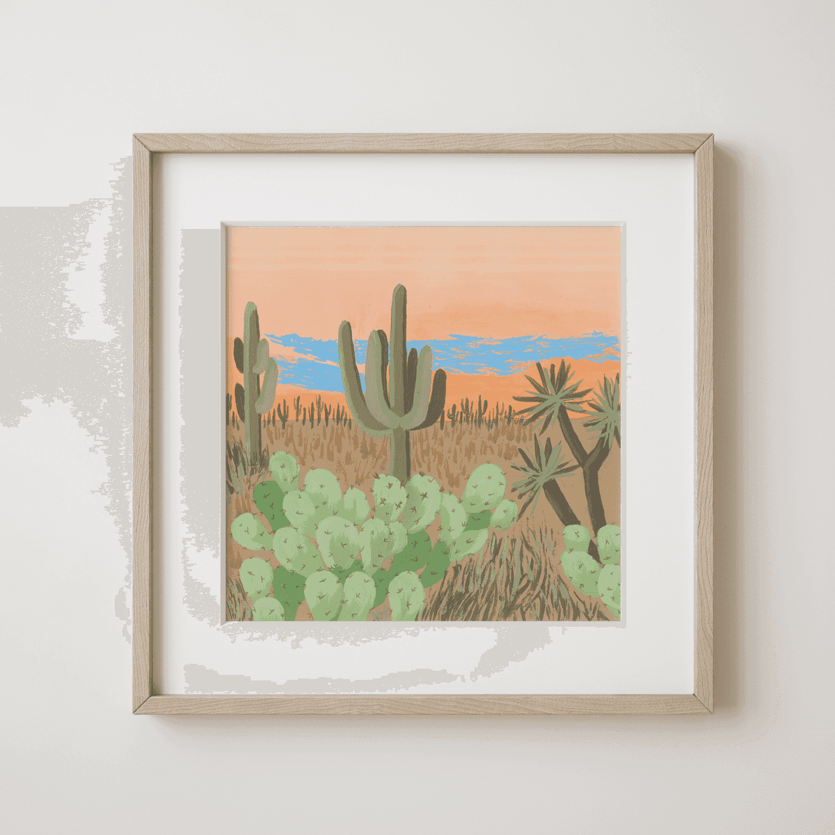 Desert Cicadas - Desert Dusk with Cacti Silhouettes Fine Art Print - nature soundscape art - earth.fm