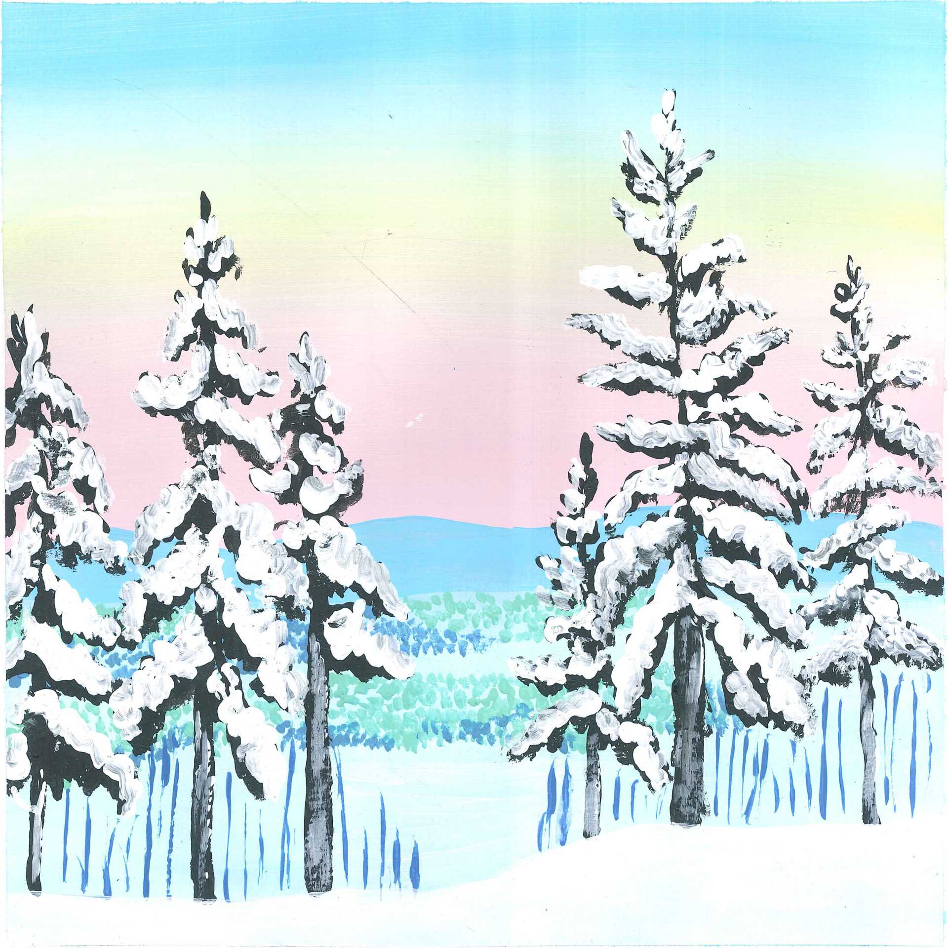 Falling Snow in the Forest - nature landscape painting - earth.fm