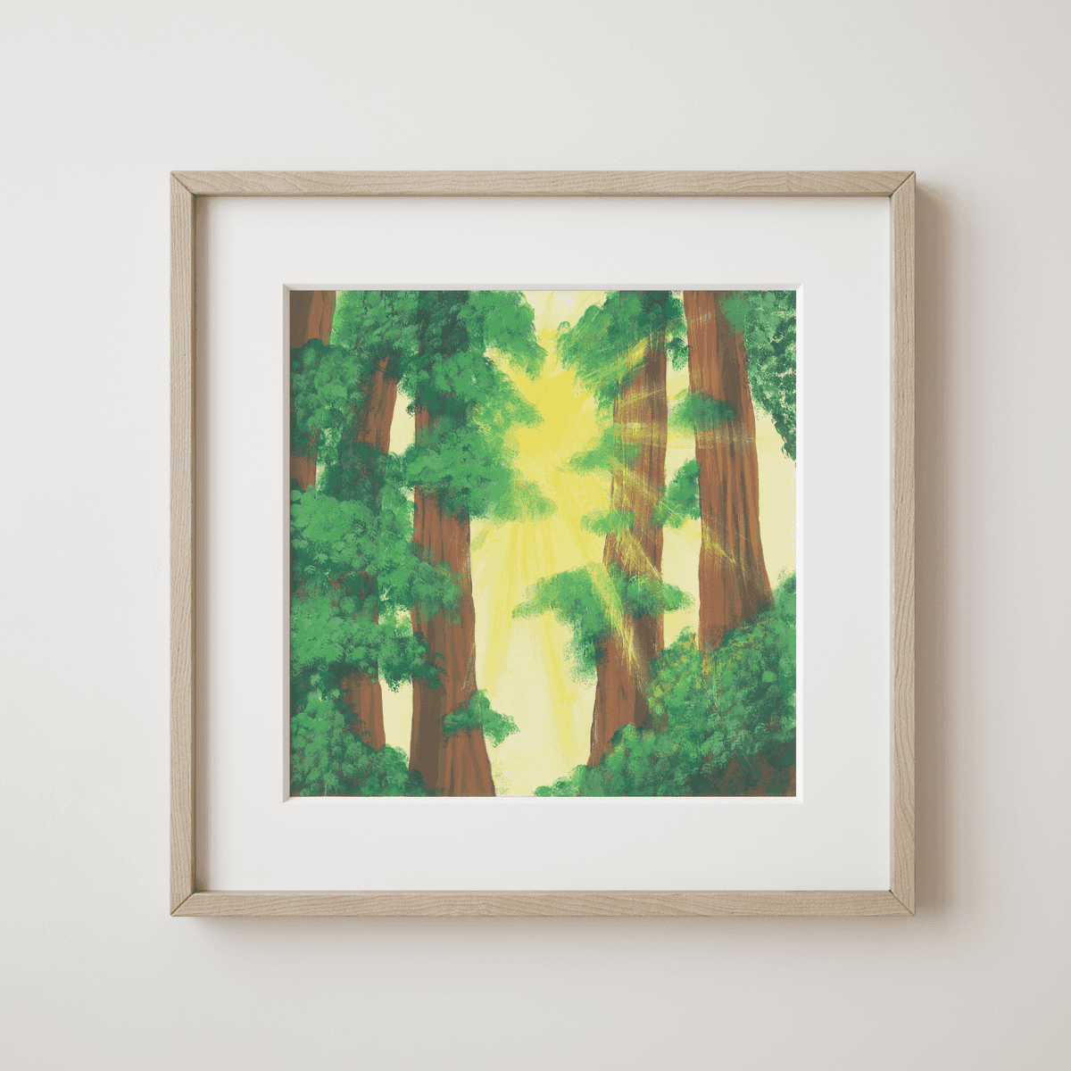 Tawau Hill Soundscape - Sunlit Canopy with Towering Trees and Radiant Light Fine Art Print - earth.fm