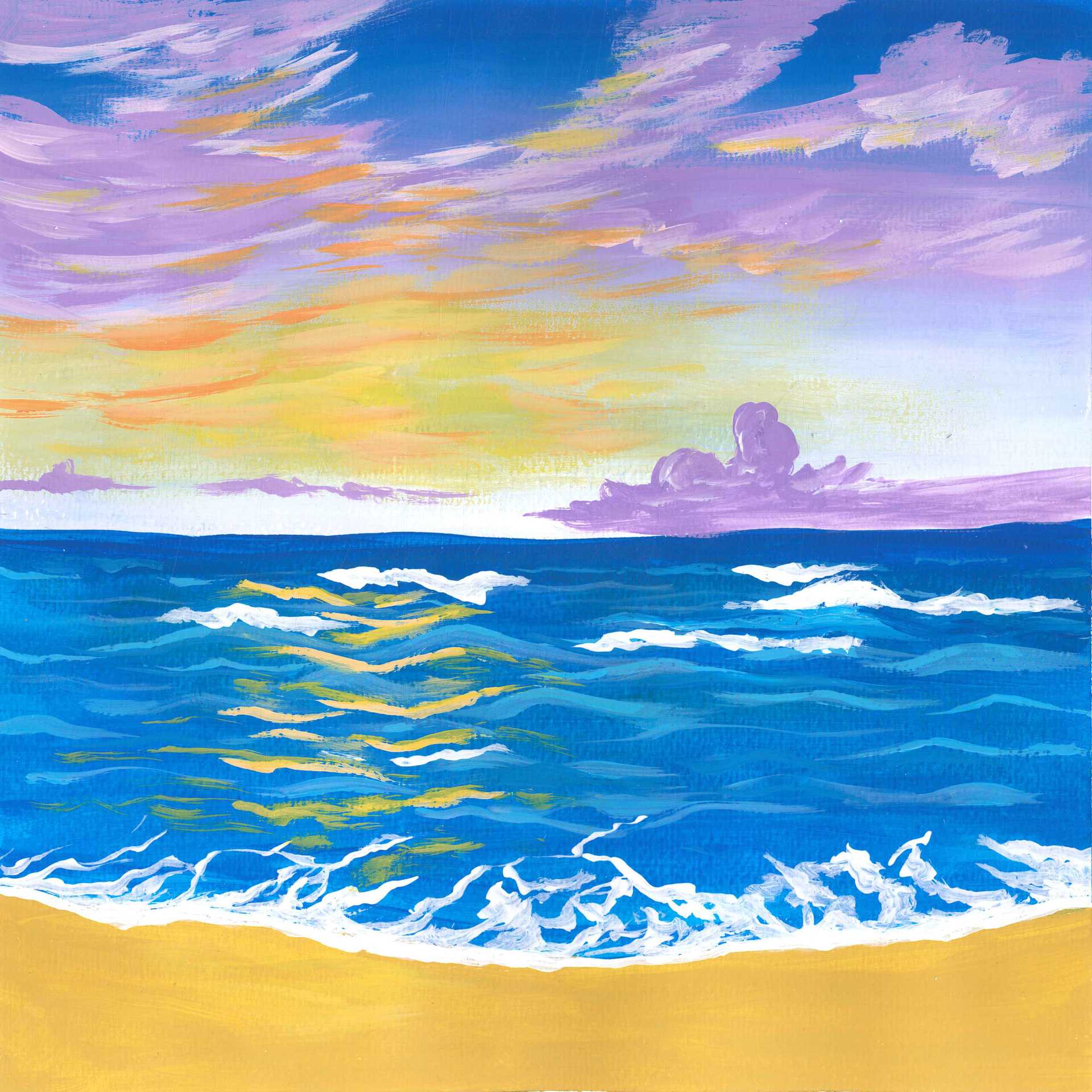 Waves in the Sea in the Gulf of Mexico - nature landscape painting - earth.fm