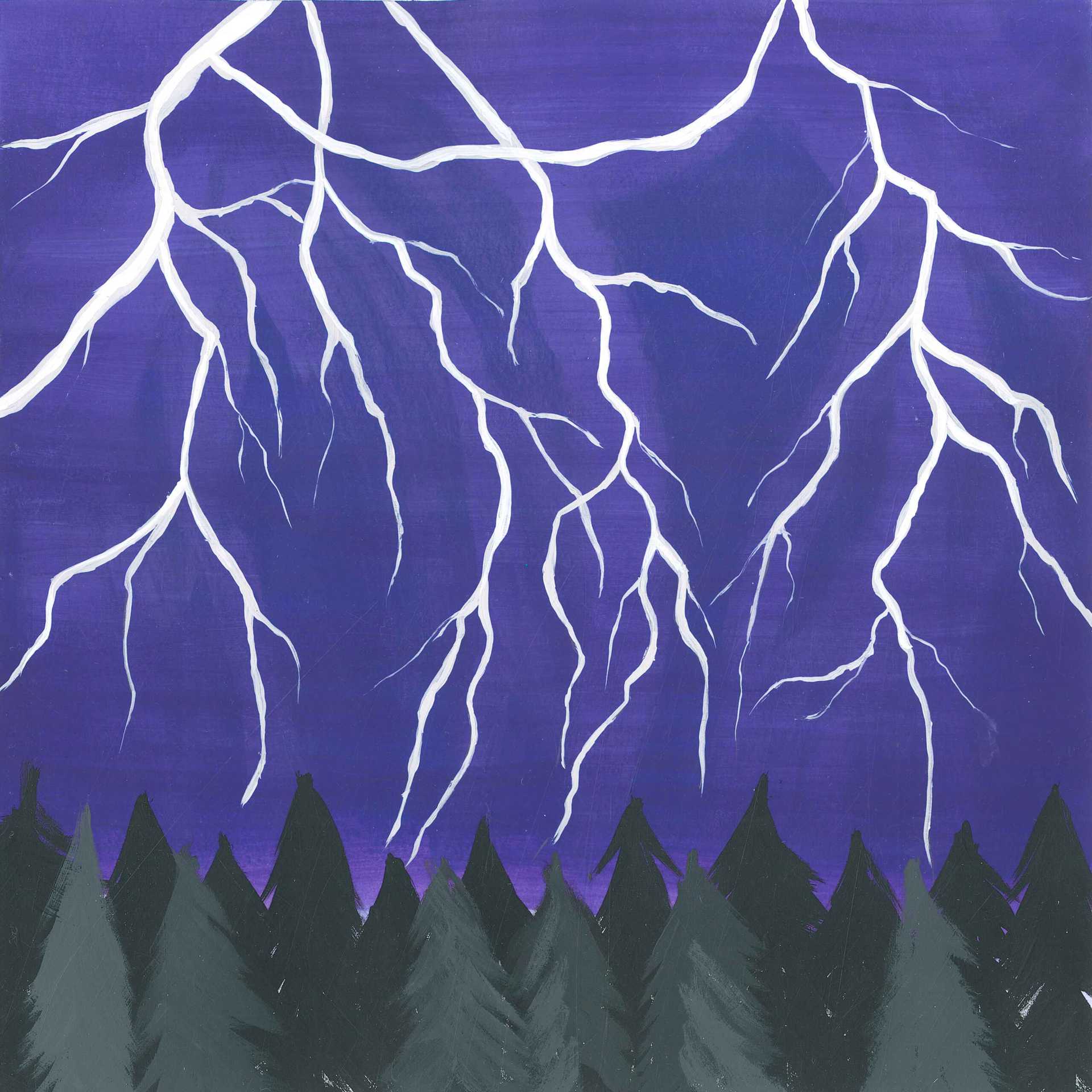 Pyrenean Woods in a Thundery Rainstorm - nature landscape painting - earth.fm
