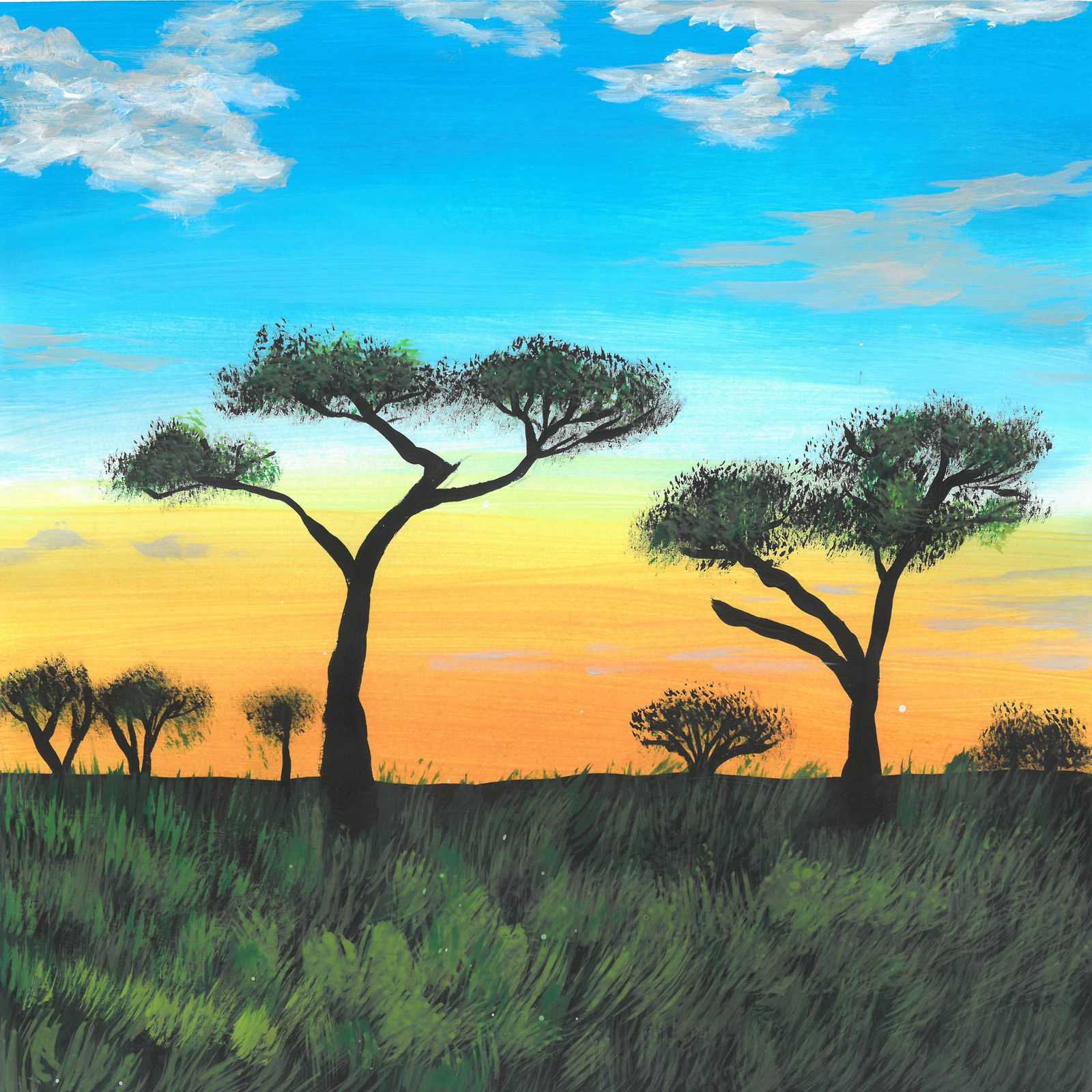 Night on the Savannah - nature landscape painting - earth.fm