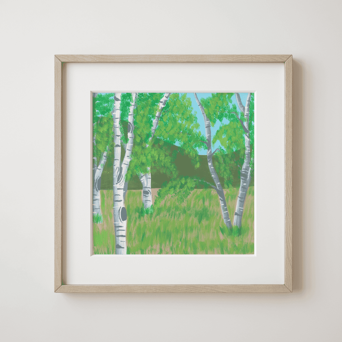 Wood Pigeons in Dublin - Whispering Birches in the Summer Meadow Fine Art Print - earth.fm