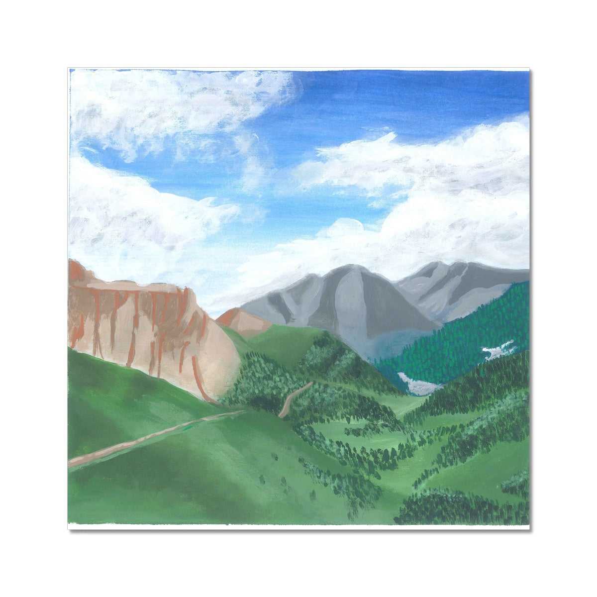 Echoes in the Alps - Bright Day Over Green Valleys and Majestic Mountains Fine Art Print - nature soundscape art - earth.fm