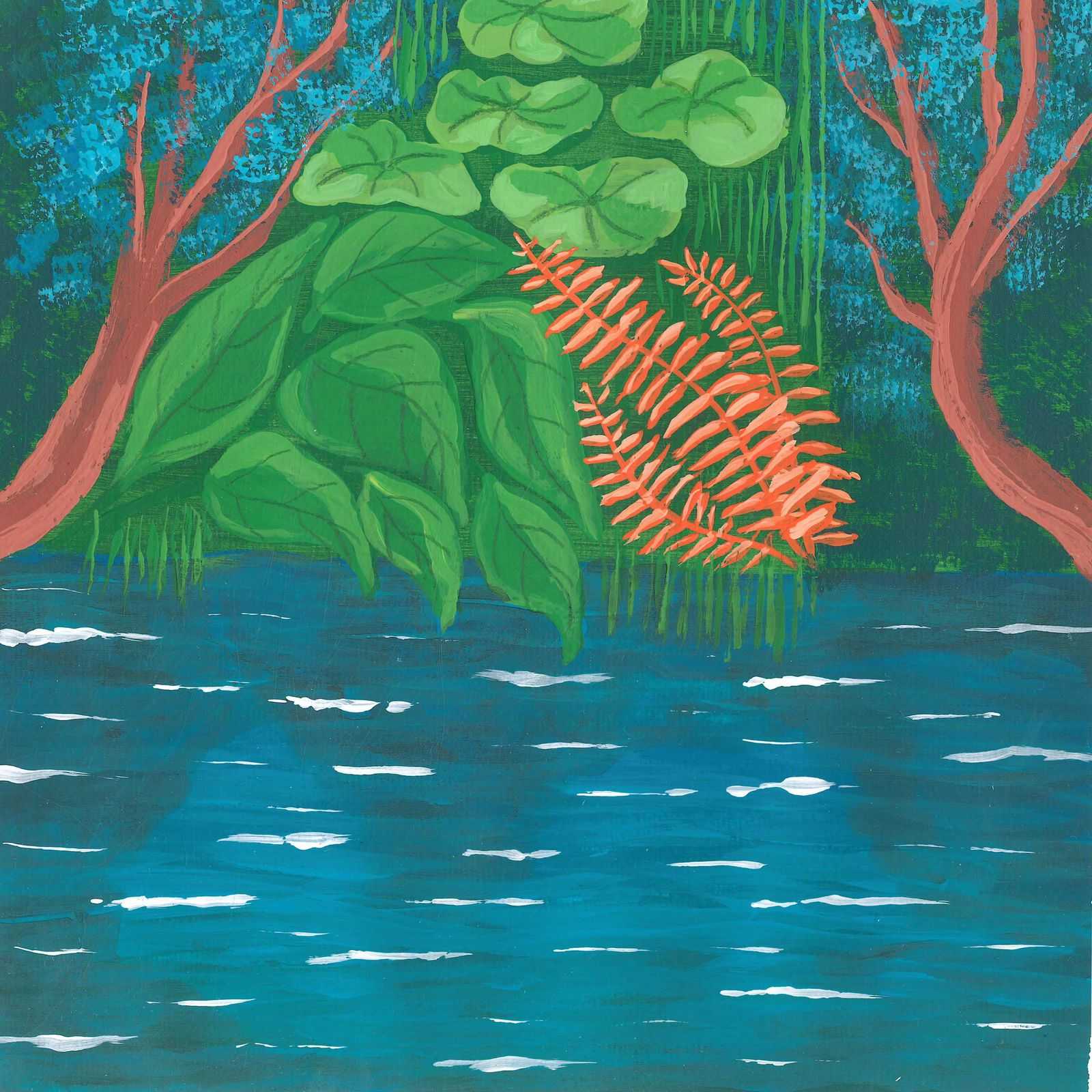 By a Tropical Pond - nature landscape painting - earth.fm