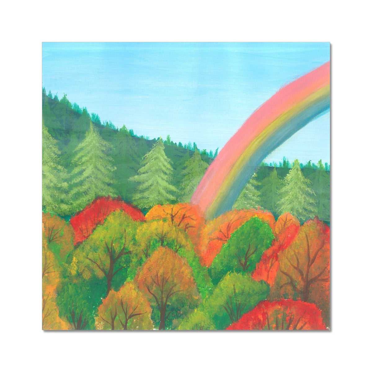 Pine Forest - Forest Whispers with Rainbow and Autumn Canopy Fine Art Print - nature soundscape art - earth.fm