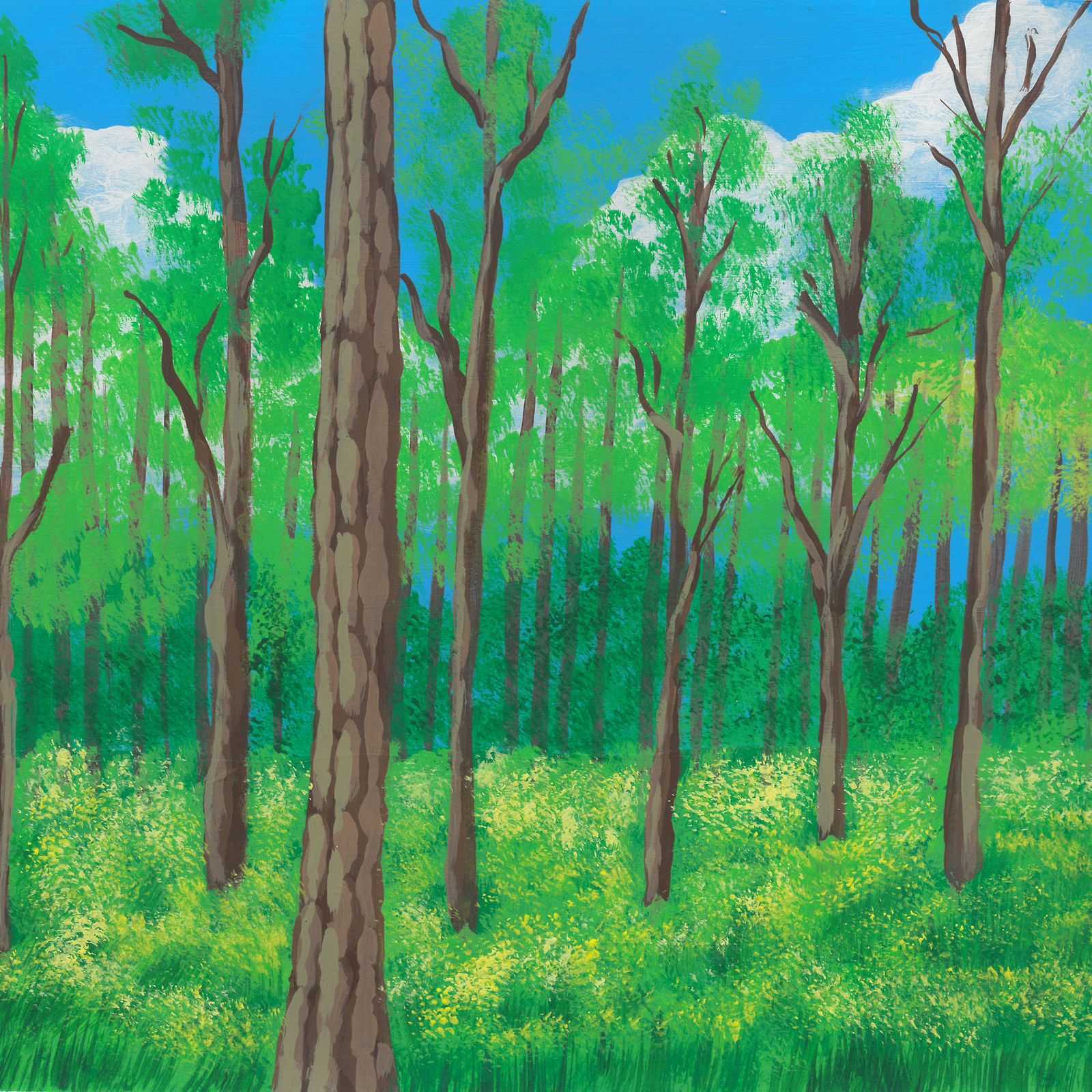 Forest Full of Woodpeckers - nature landscape painting - earth.fm