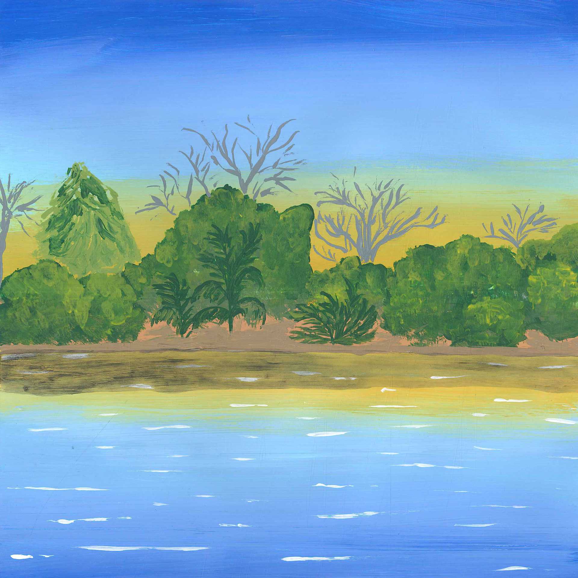 Dusk on the river Gambie - nature landscape painting - earth.fm