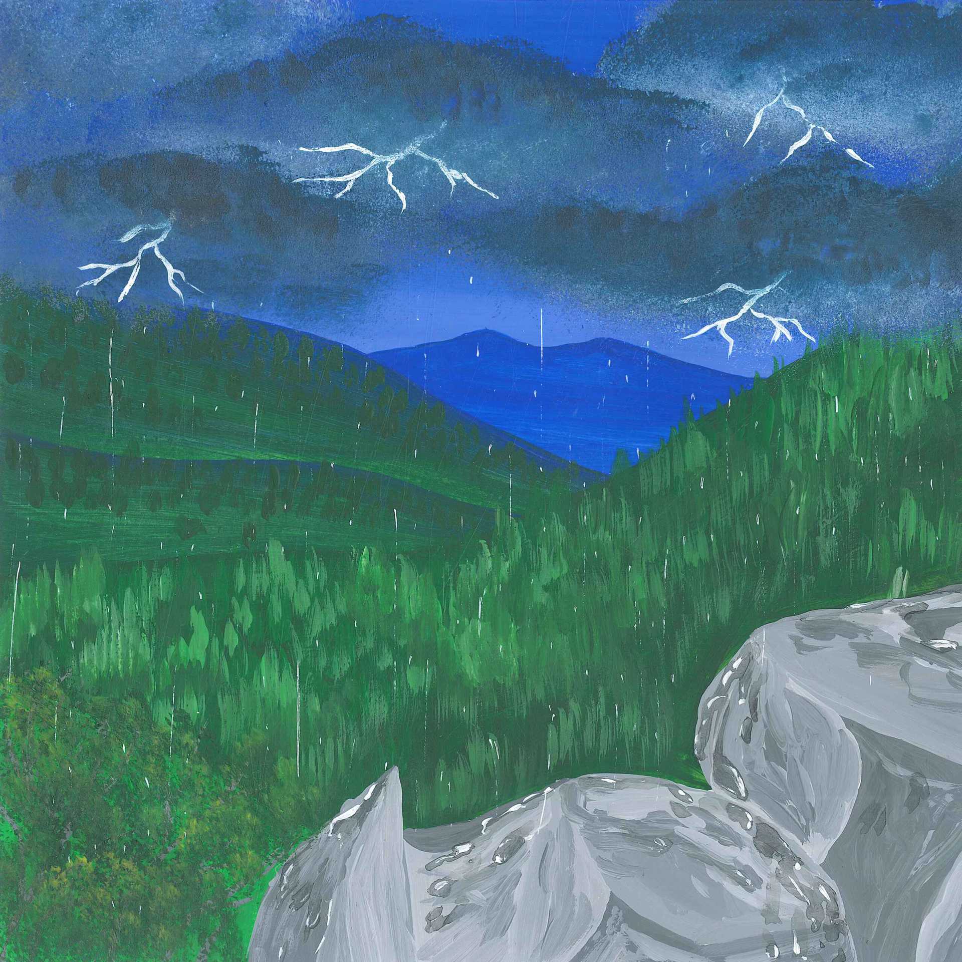 A Spring Thunderstorm in a Beech Forest - nature landscape painting - earth.fm
