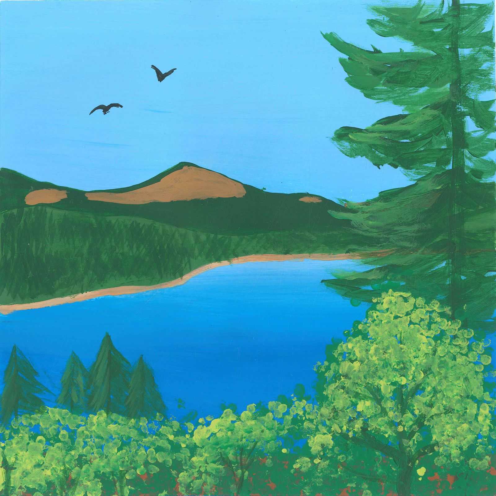 Moose Encounter - nature landscape painting - earth.fm