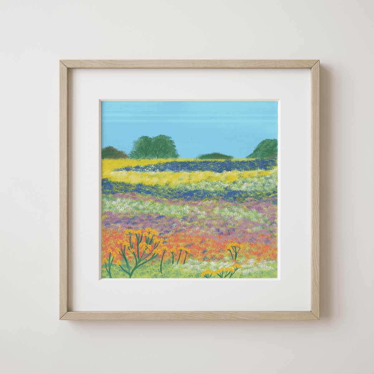 Birds, wind and distant river stream in Wacoyo Indigenous Reserve - Summer's Canvas of Wildflower Waves Fine Art Print - nature soundscape art - earth.fm