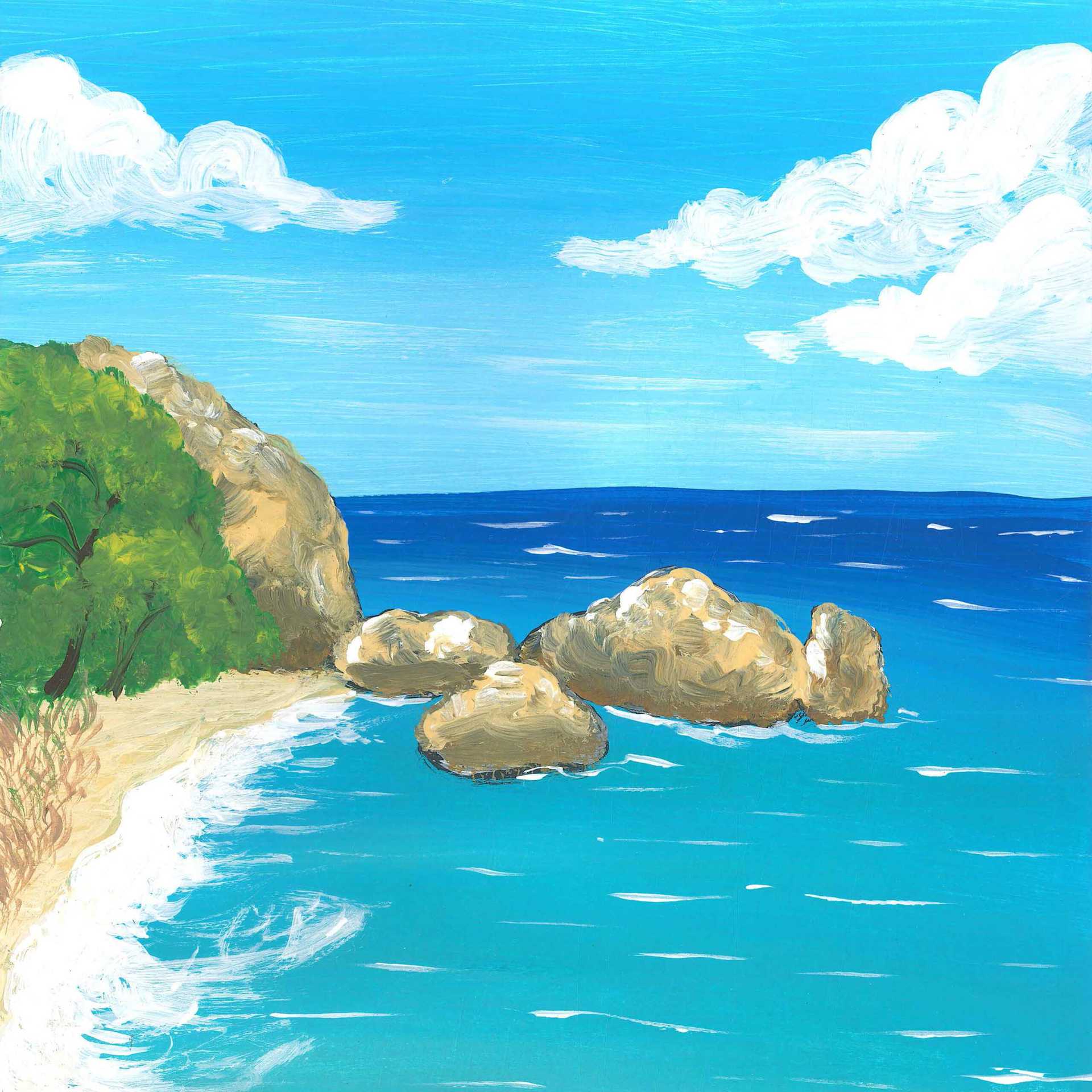 Secluded Rocky Coast - nature landscape painting - earth.fm