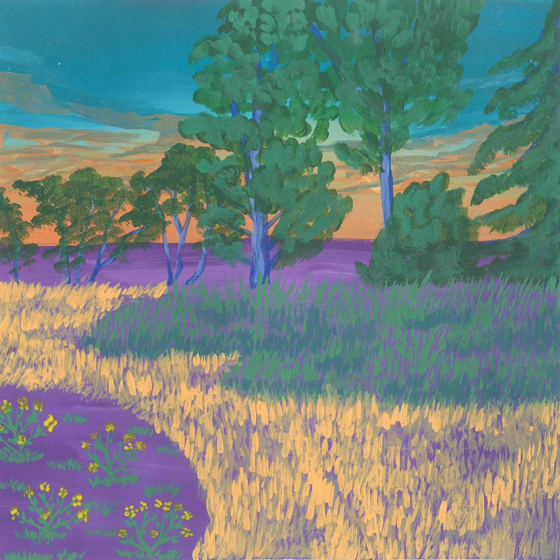 California Grassland Morning - nature landscape painting - earth.fm