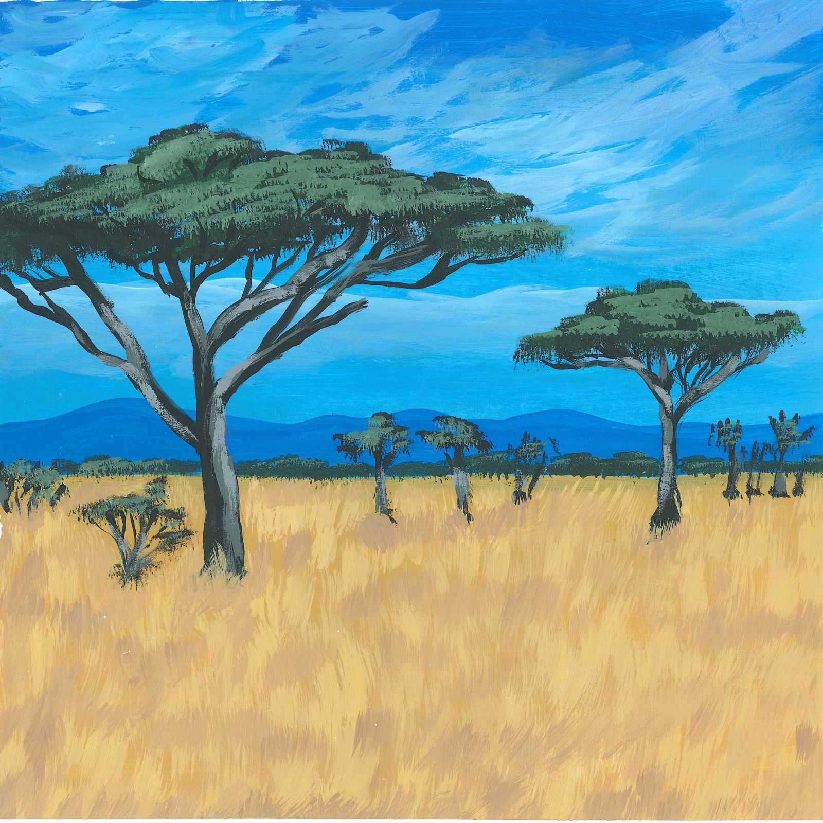Jackals in the Kalahari - nature landscape painting - earth.fm