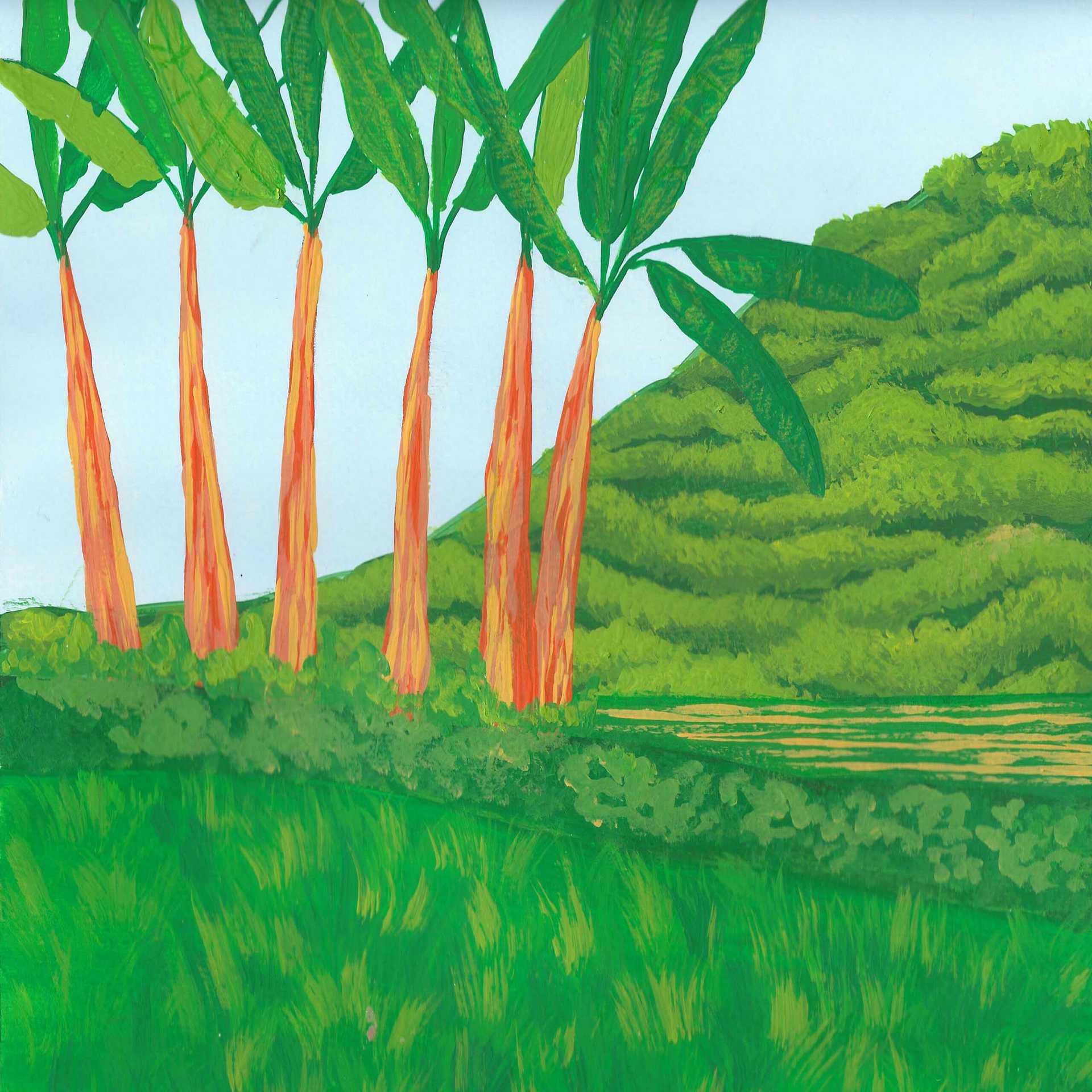 Rain in a Field of Banana Trees - nature landscape painting - earth.fm