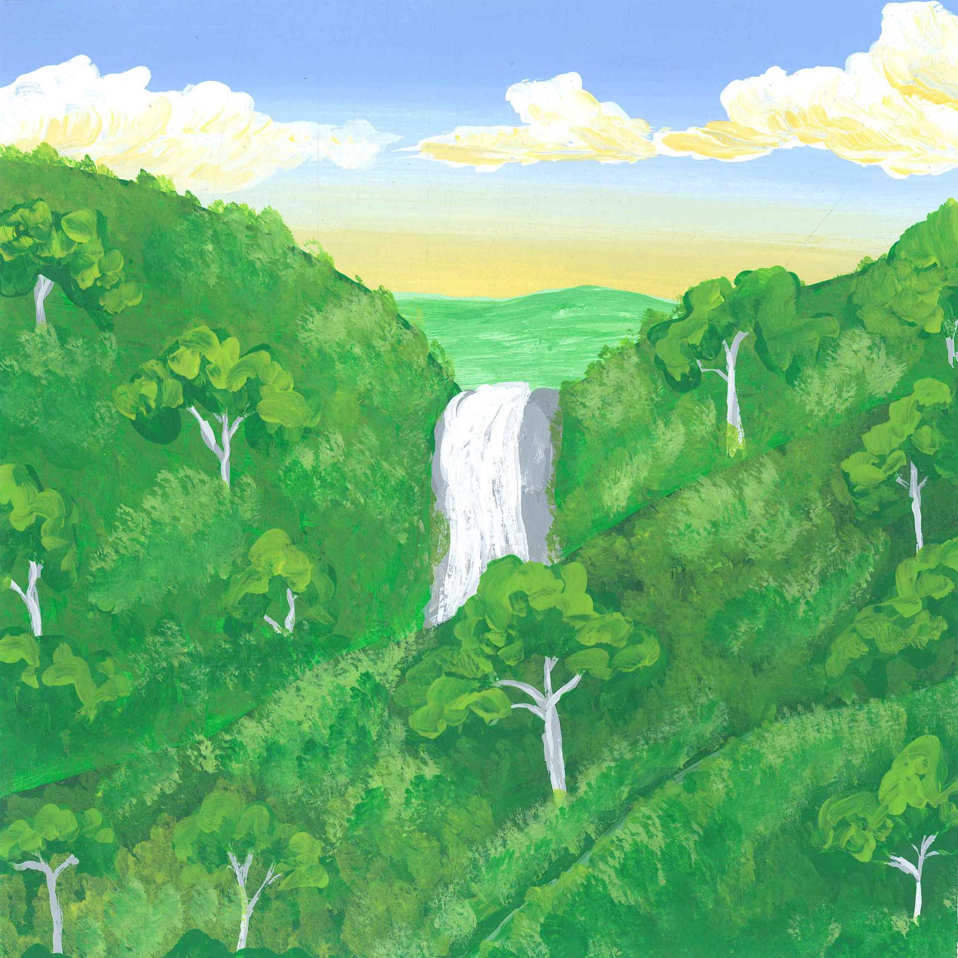 Jiri Mountain Moss Waterfall - nature landscape painting - earth.fm