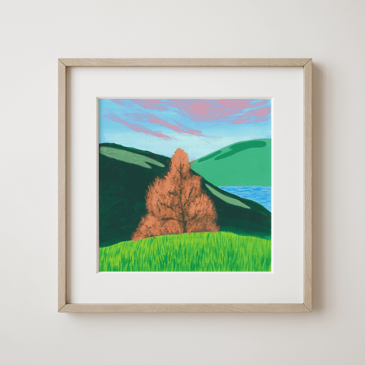 Oropendola Magic - Sunset Whisper in the Green Valley and Fiery Tree Fine Art Print - nature soundscape art - earth.fm